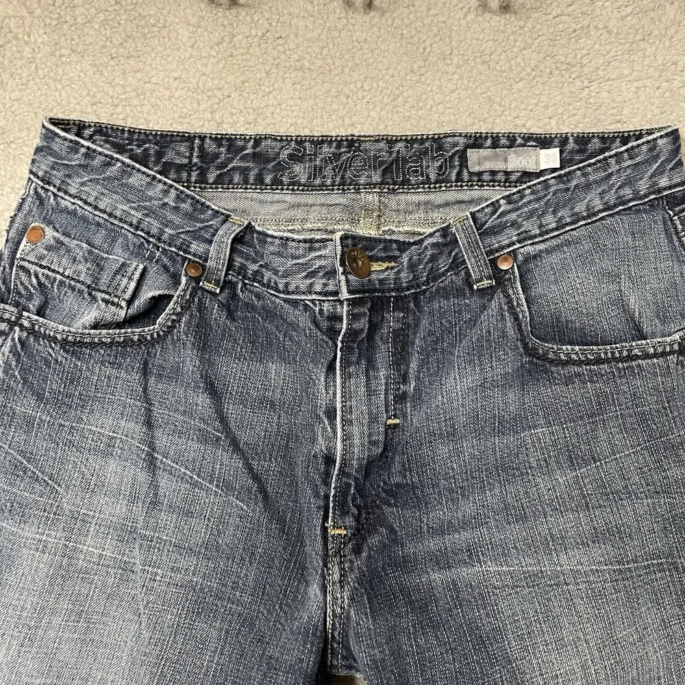 Vintage Levis SilverTab Bootcut Jeans Mens 33x32 Medium Wash Blue Y2K 90s Grunge